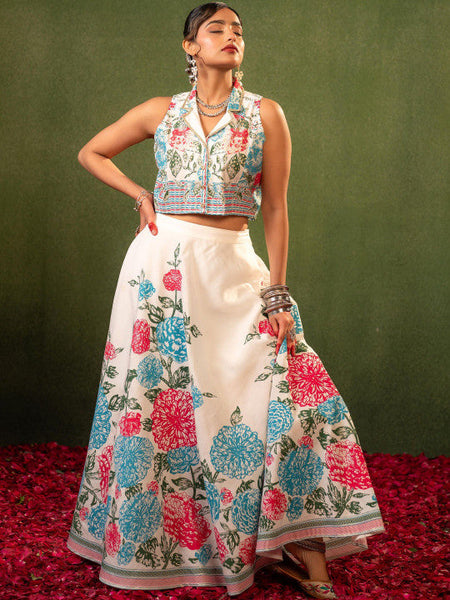 Women Printed Top with Skirt Co-ords Set VitansEthnics