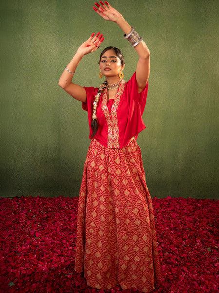 Women Embroidered Top with Skirt Co-ords Set VitansEthnics