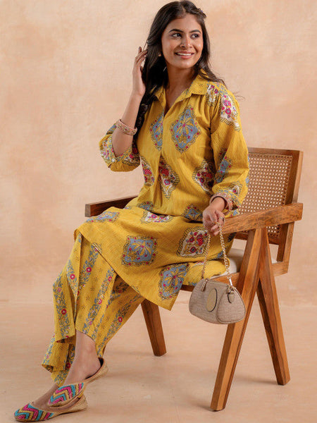 Women Ethnic Motifs Printed Regular Pure Cotton Kurta with Palazzos VitansEthnics