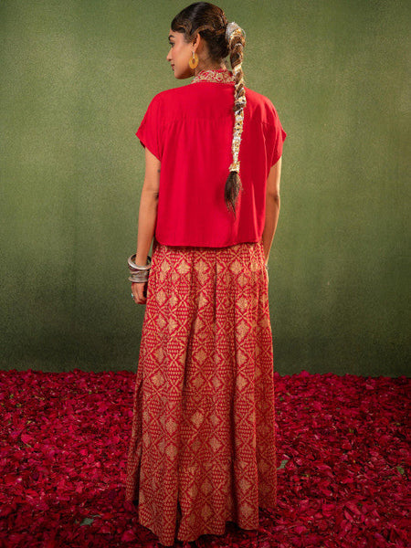Women Embroidered Top with Skirt Co-ords Set VitansEthnics