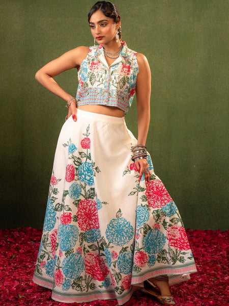 Women Printed Top with Skirt Co-ords Set VitansEthnics
