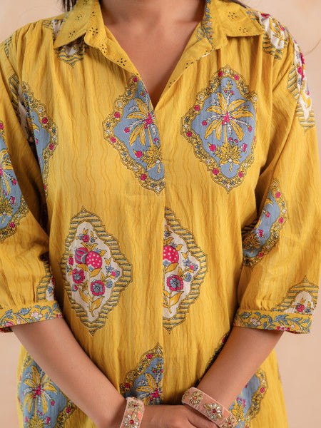 Women Ethnic Motifs Printed Regular Pure Cotton Kurta with Palazzos VitansEthnics