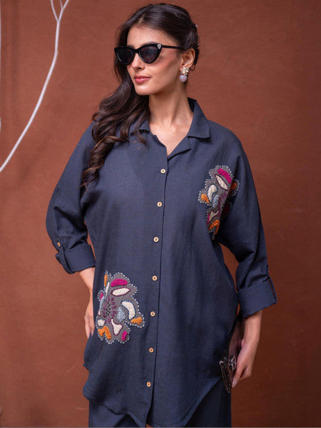 Women Embroidered Shirt With Trousers Co-Ords Set VitansEthnics