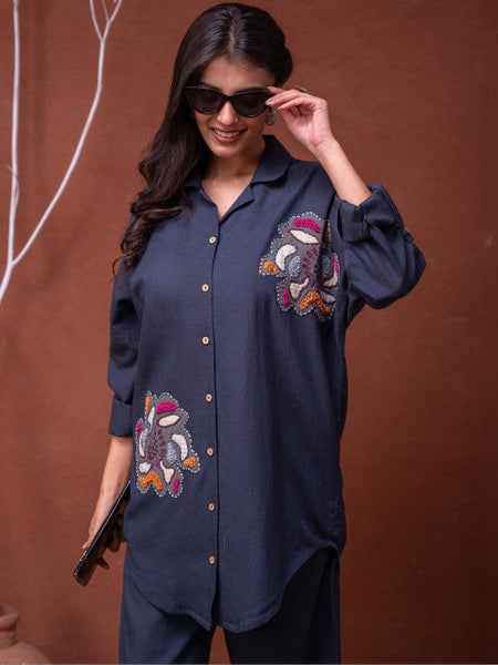 Women Embroidered Shirt With Trousers Co-Ords Set VitansEthnics