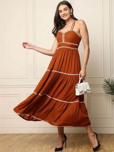 Women Sweetheart Neck Fit & Flare Maxi Dress VitansEthnics