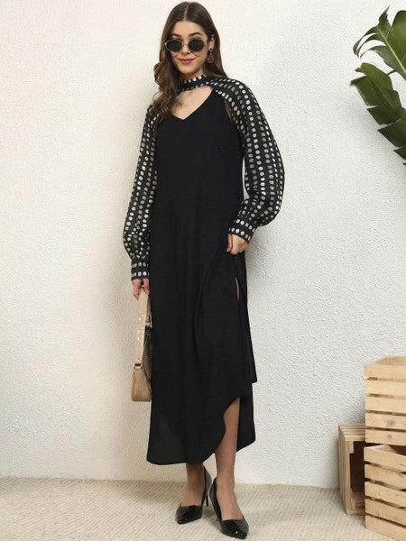 Women Halter Neck A-Line Maxi Dress VitansEthnics
