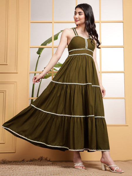 Women Fit & Flare Tiered Maxi Dress VitansEthnics