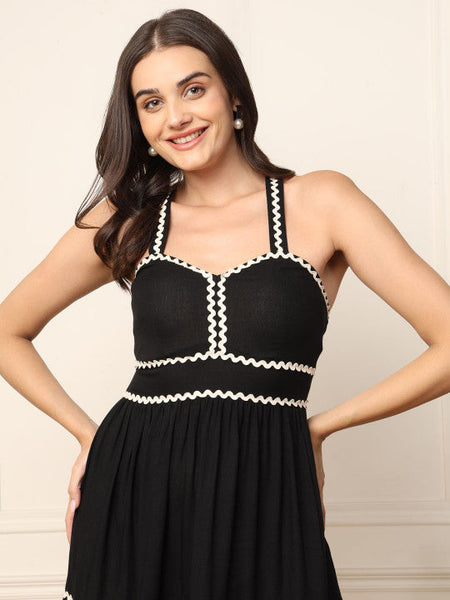 Women Black solid maxi dress VitansEthnics