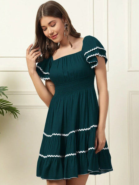Women Flared Sleeve A-Line Dress VitansEthnics