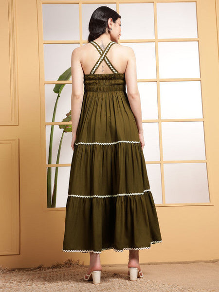 Women Fit & Flare Tiered Maxi Dress VitansEthnics