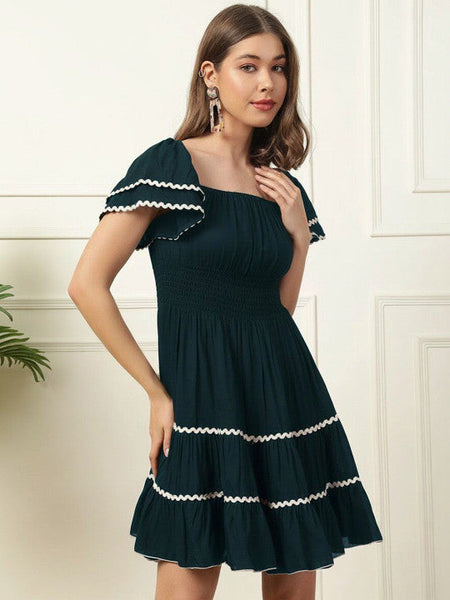 Women Flared Sleeve A-Line Dress VitansEthnics