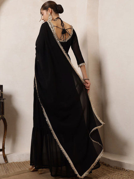 Women Women Embellished Sequinned Georgette Anarkali Kurta Dress VitansEthnics
