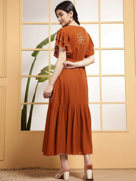 Women Square Neck Fit & Flare Maxi Dress VitansEthnics