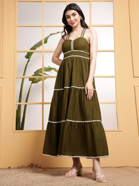 Women Fit & Flare Tiered Maxi Dress VitansEthnics