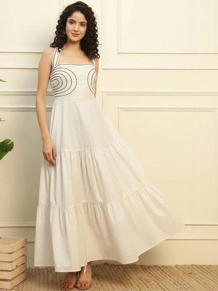 Womens Print Halter Neck Fit & Flare Maxi Dress VitansEthnics
