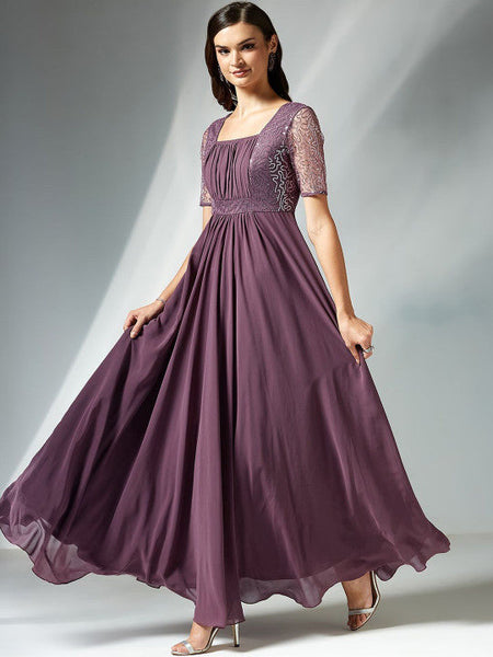Womens Embellished Georgette A-Line Maxi Dress VitansEthnics