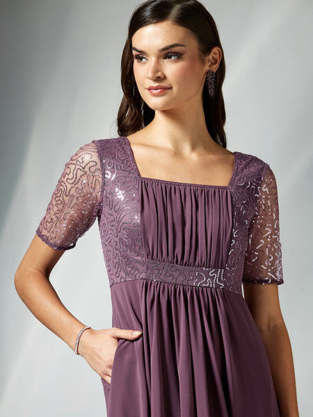 Womens Embellished Georgette A-Line Maxi Dress VitansEthnics