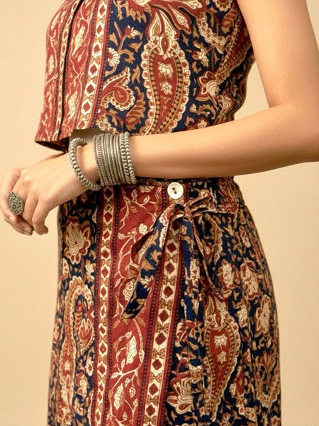 Women Printed Shirt Collar Shirt & Skirt Co-Ords Set VitansEthnics