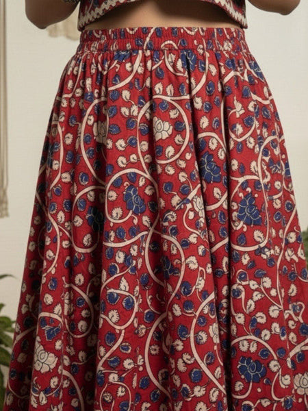 Women Printed Pure Cotton V-Neck Waistcoat With Skirt Co-Ords Set VitansEthnics