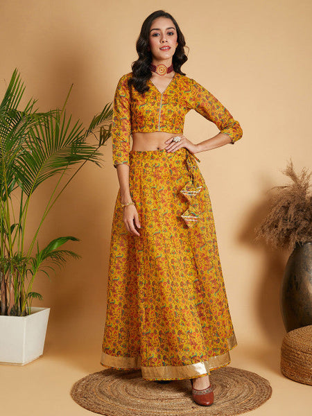 Floral Printed Gotta Patti Ready to Wear Lehenga Choli VitansEthnics