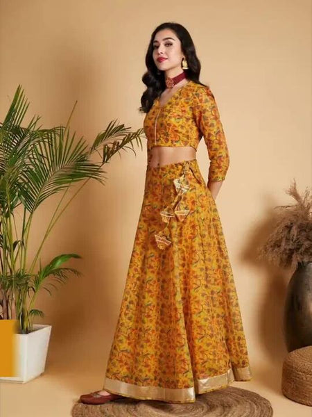 Floral Printed Gotta Patti Ready to Wear Lehenga Choli VitansEthnics