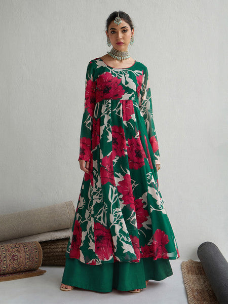 Women Floral Printed Floral Anarkali Kurta Dress VitansEthnics