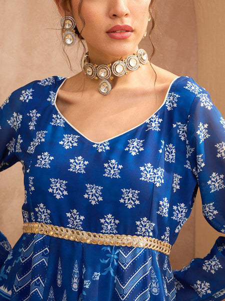 Women Floral Printed Anarkali Kurta with Palazzos Set VitansEthnics