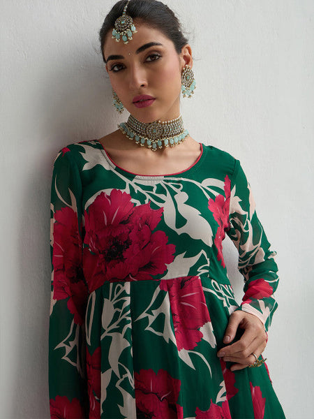 Women Floral Printed Floral Anarkali Kurta Dress VitansEthnics