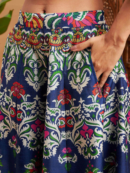 Floral Printed Blazer With Skirt Co-Ords Set Indo Western Outfit VitansEthnics