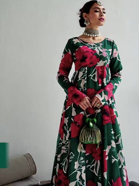 Women Floral Printed Floral Anarkali Kurta Dress VitansEthnics
