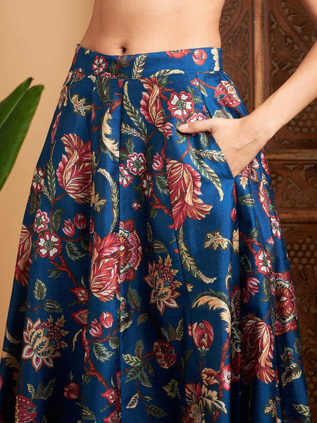 Floral Printed Blazer With Skirt Co-Ords Set Indo Western Outfit VitansEthnics