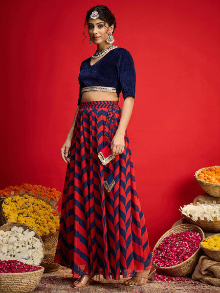 V-Neck Sequinned Velvet Ready To Wear Lehenga Choli VitansEthnics