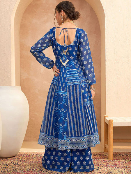 Women Floral Printed Anarkali Kurta with Palazzos Set VitansEthnics