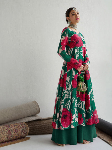 Women Floral Printed Floral Anarkali Kurta Dress VitansEthnics