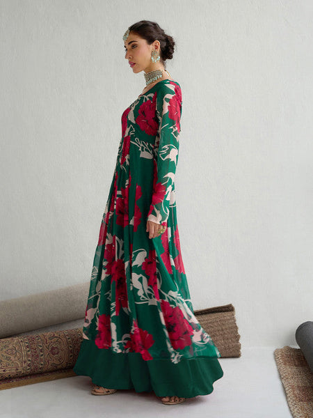 Women Floral Printed Floral Anarkali Kurta Dress VitansEthnics