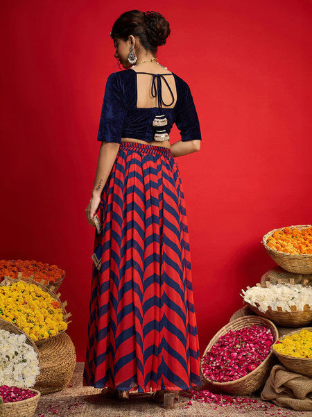 V-Neck Sequinned Velvet Ready To Wear Lehenga Choli VitansEthnics