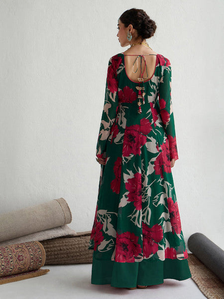 Women Floral Printed Floral Anarkali Kurta Dress VitansEthnics