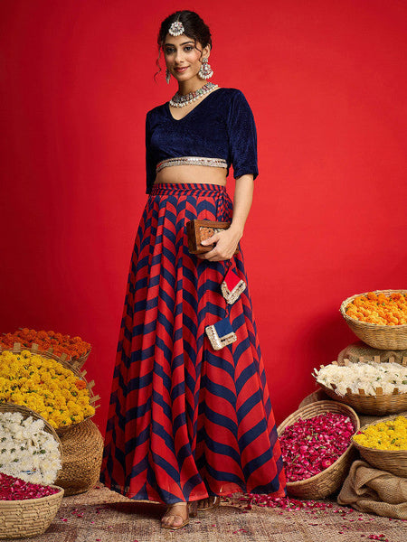 V-Neck Sequinned Velvet Ready To Wear Lehenga Choli VitansEthnics