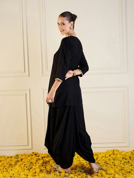 Embroidered Three Quarter Sleeve Tunic & Skirt Co-Ords Set Indo Western Outfit VitansEthnics