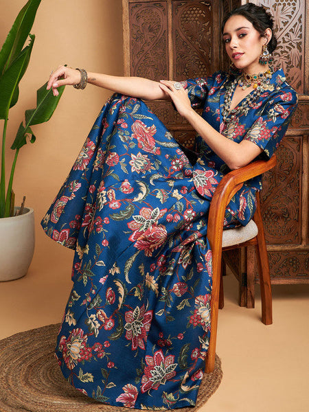 Floral Printed Blazer With Skirt Co-Ords Set Indo Western Outfit VitansEthnics