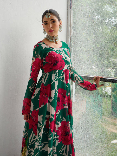 Women Floral Printed Floral Anarkali Kurta Dress VitansEthnics