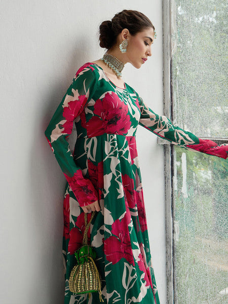 Women Floral Printed Floral Anarkali Kurta Dress VitansEthnics