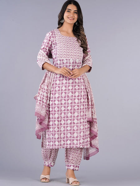 Copy of Women Blue Floral Printed Pure Cotton Kurta with Trouser VitansEthnics