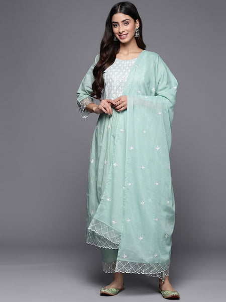 Copy of Women Ethnic Motifs Embroidered Thread Work Pure Cotton Kurta Set VitansEthnics