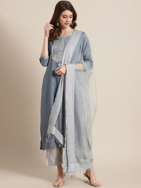 Copy of Women Ethnic Motifs Embroidered Sequinned Kurta with Trousers & With Dupatta VitansEthnics