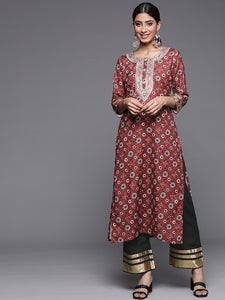 Copy of Women Floral Printed Empire Silk Georgette Kurta with Trousers VitansEthnics