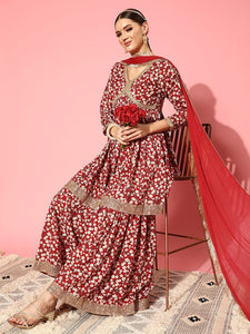 Copy of Women Floral Embroidered Mirror Work Kurta With Trousers & Dupatta VitansEthnics