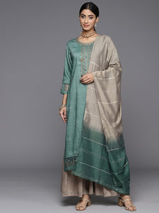 Women Floral Embroidered Regular Sequinned Kurta with Sharara & With Dupatta