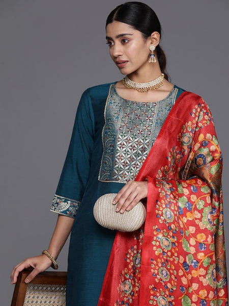 Women Yoke Design Regular Gotta Patti Kurta with Trousers & Dupatta
