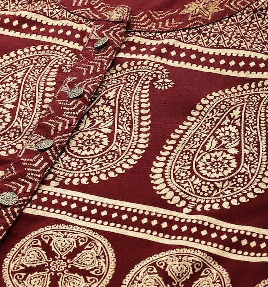 Copy of Women Off-White & Golden Printed Anarkali Kurta VitansEthnics